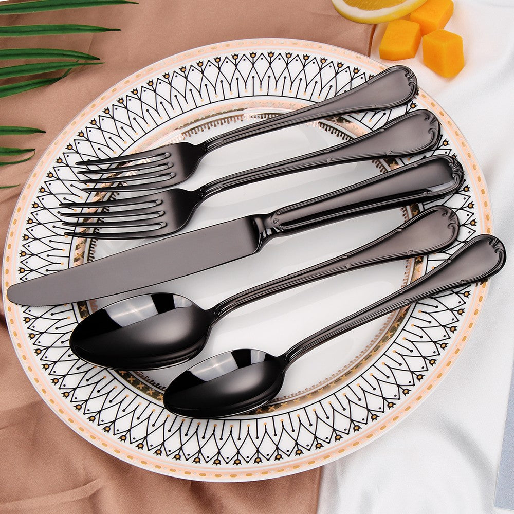Conjunto de Talheres de 24 Peças para 6 Pessoas Aço Inoxidável 18/10 Prateado Polido para Inauguração de Casa Restaurante Festa de Casamento