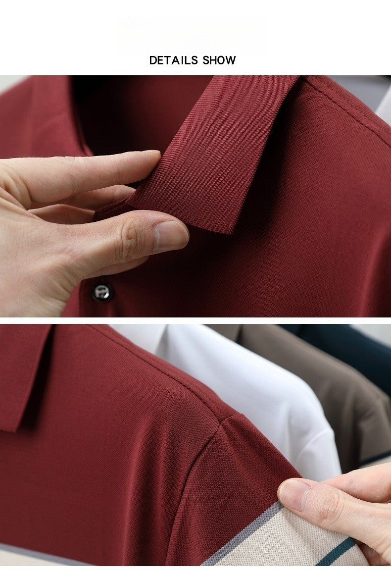 Luxury men's short sleeved polo shirt summer fashion hot selling striped top badge original design golf casual business T-shirt