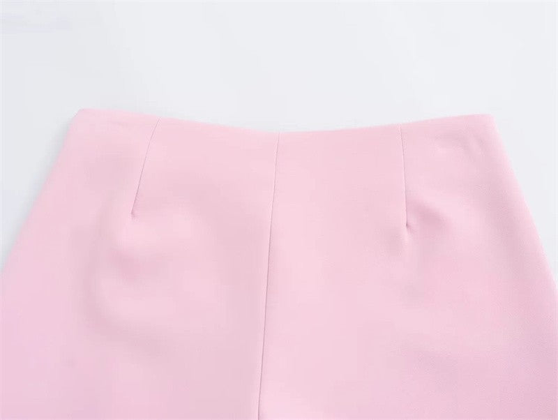 MUJER 2025 Pink White Mini Skirt Woman Fashion Bow Skort For Women Summer Slit S