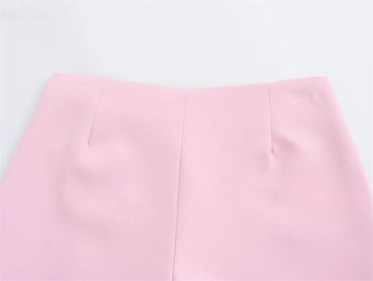 MUJER 2025 Pink White Mini Skirt Woman Fashion Bow Skort For Women Summer Slit S