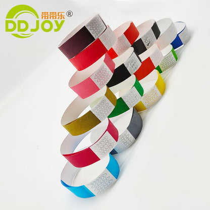100pcs Colorful Neon Paper Wristbands Mixed Multicolor Waterproof Bracelet charms for Events Festivals,non-custom