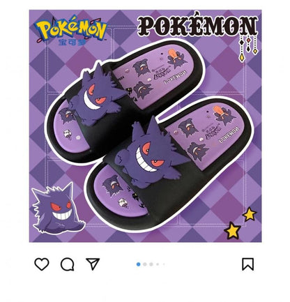 Kawaii Pokemon Anime Peripherals Gengar Cartoon Outdoor Sandals Summer Home Shoes Flip Flops Birthday Gift