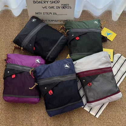 2025 New Ultra-Light Unisex Single-Shoulder Crossbody Bag, Hollow Mesh Color-Blocked Men's Cycling Travel Messenger Bag