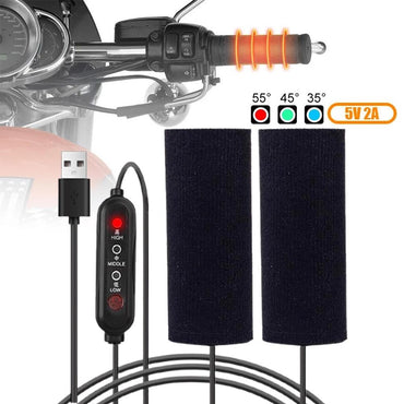 USB Heated Handle 5V 3 Gear Warmer Electric Heated Grip Cover Handlebar Heater Warmer Kit Motorcycle Accessories