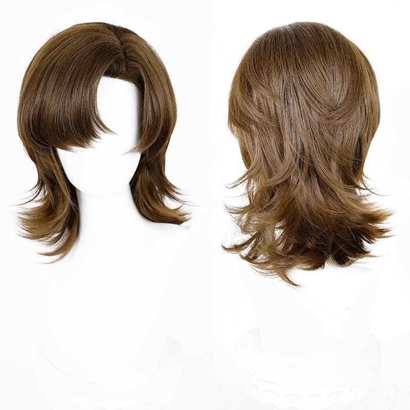 Anime 44cm Medium Basic Synthetic Side Part Hair Cosplay Wig Black White Red Silver Pink Blue Women Man Heat Resistant Hairs