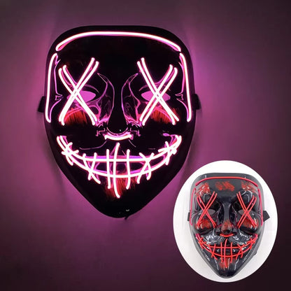 Wireless LED Purge Mask Neon Glow In Dark Scary Grimace Full Face Mask Cosplay Rave Bar Club Masquerade Carnival Party Decor