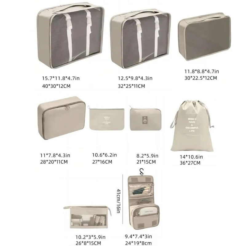 7/8/9-piece Set Travel Storage Bags,Digital Toiletries Shoes Clothes Organizer bag Suitcase Clothes Tidy Pouch,Packing Cubes Set