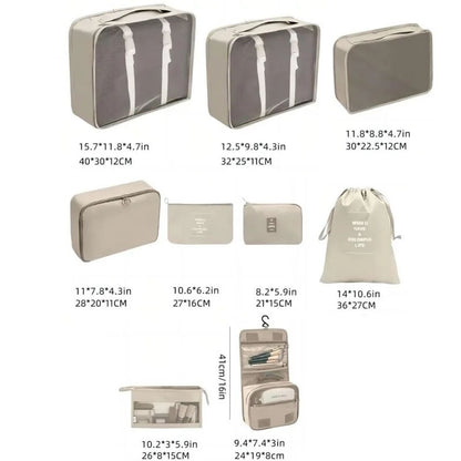 7/8/9-piece Set Travel Storage Bags,Digital Toiletries Shoes Clothes Organizer bag Suitcase Clothes Tidy Pouch,Packing Cubes Set