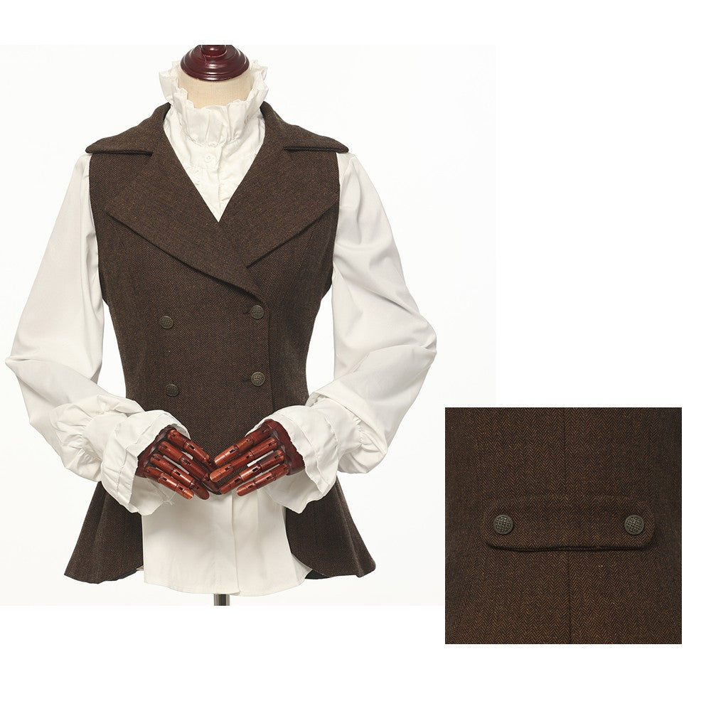Colete Vitoriano Feminino Vintage Steampunk Renascentista com Cauda Curta