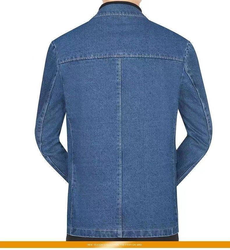 New 2025 Men's Spring Autumn Denim Suit Jacket Suit Collar Jeans Jacket High-end Coat Trend Single West Men Casual  Men Clothing