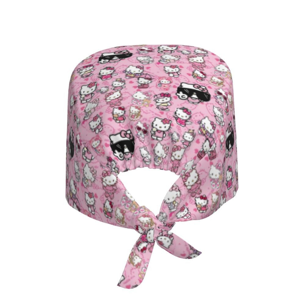 Custom Hello Kitty Medical Staff Scrubs Hat Women Men Cartoon Chara For Chef Hat Scrub Caps