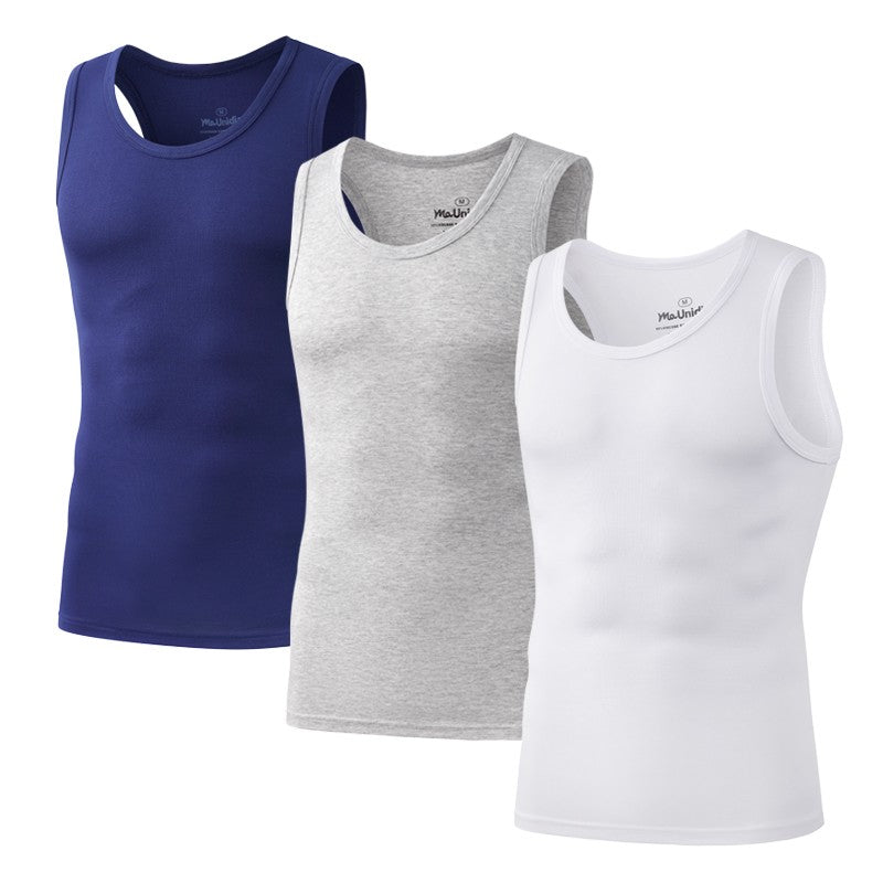 3Pcs/Pack Solid Color Men's Tank Top Sleeveless Undershirts Men Vest Gym T-Shirt High Quality Bamboo Fiber Man Singlets Sports