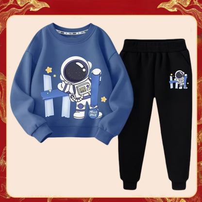 Spring Children Boy Clothes Set Kid Girls Letter Printed Sweatshirts Pullover Top And Pants 2 Piece Suit Astronaut Tracksuits