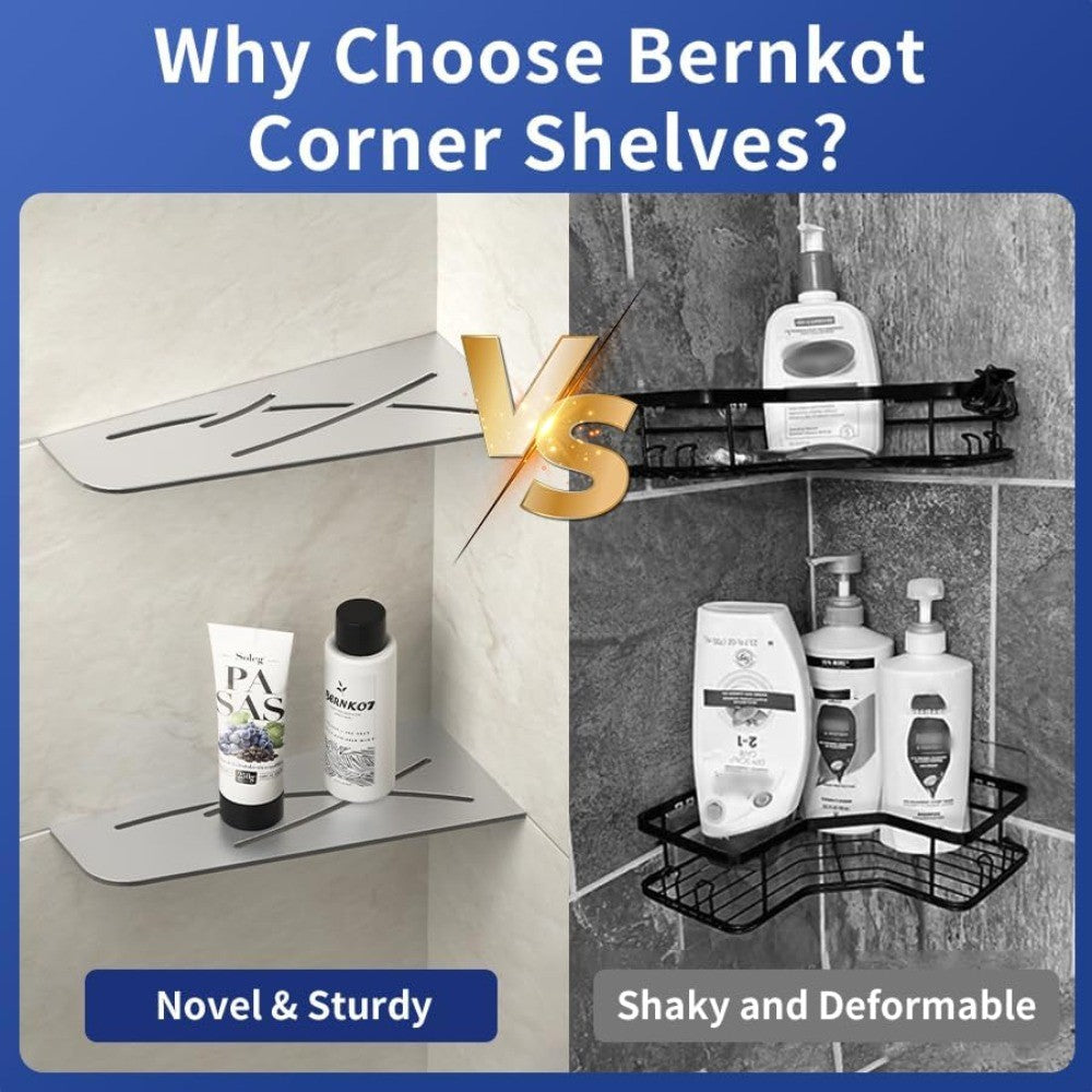 12-Inch Brushed Stainless Steel Corner Shower Shelf - Recessed Bathroom Storage for Shampoo and Organizing Accessories