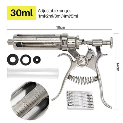 Veterinary Animal Continuous Injection Syringe Revolver 10/20/50ml Stainless Steel Automatic Vaccination Gun for Cow Pig Sheep