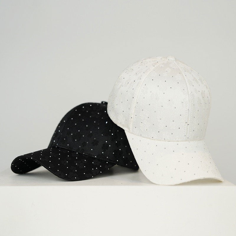 Fashion Retro Diamond Luxury Rhinestone Baseball Cap Satin Streetwear Hip Hop Hat Bones Snapback Ponytail Peaked Hats Caps Men