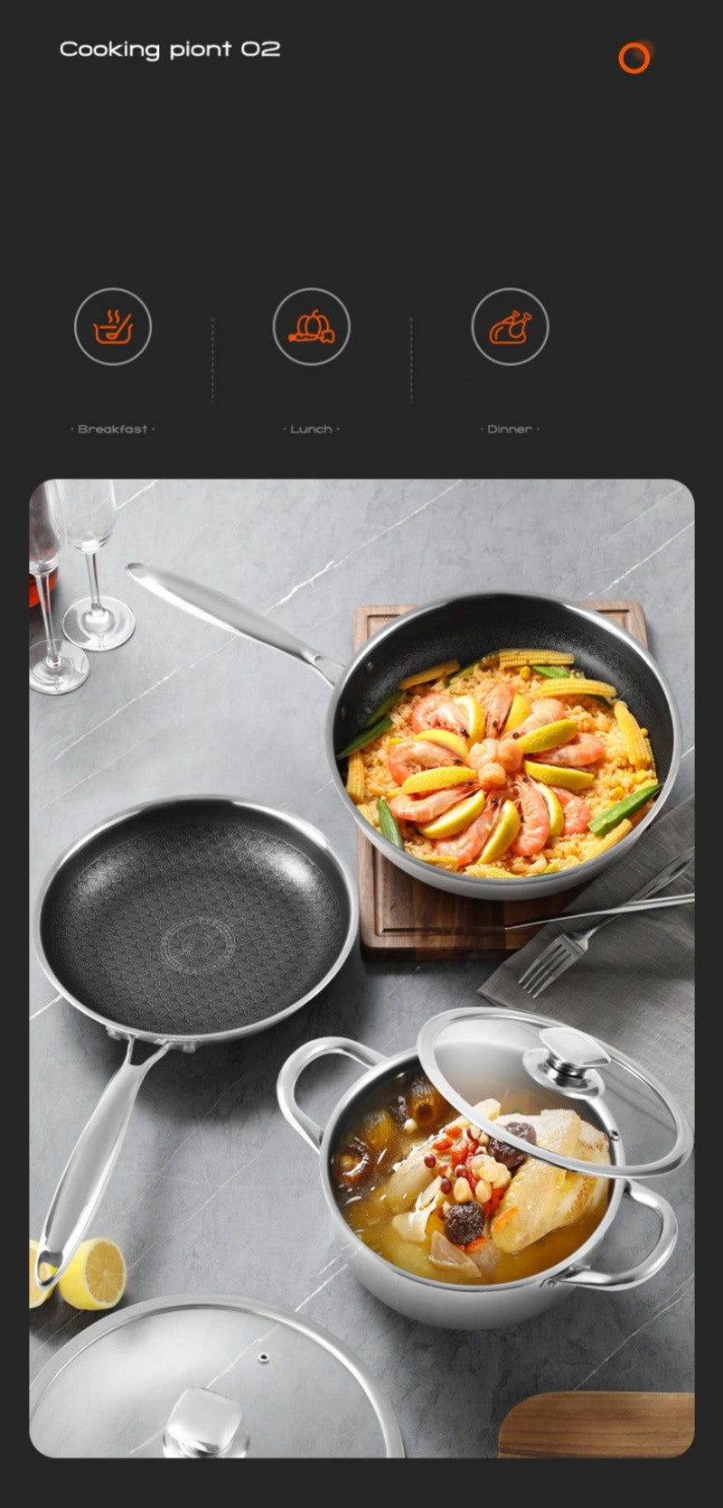 Panela de Fritura Antiaderente Giyoca Honeycomb Wok Não Revestida Aço Inoxidável 316 Utensílios de Cozinha Domésticos Multifuncionais Universais para Fogões