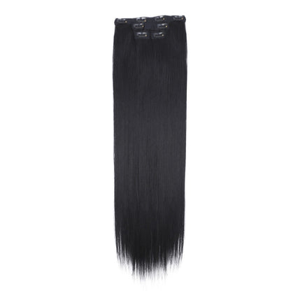 FASHION IDOL Long Straight Hairstyle 8 Clips In Hair Extensions Blonde 60CM Natural Synthetic Hair Daily Use Hairpiece Fake Hair