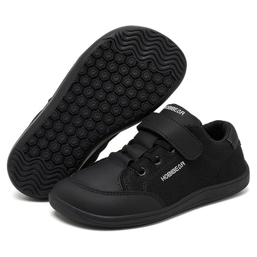 HOBIBEAR Kids Wide Toe Barefoot Shoes Boys Girls  Minimalist Sneakers Lightweight Hook Loop Mesh Artificial Leather Shoes