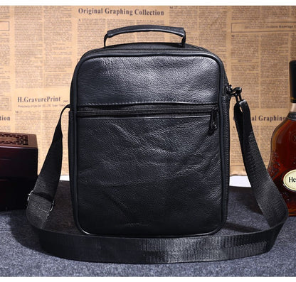 Men Genuine Leather Shoulder Bag Male Cowhide Leather Handbags Men's Large Zipper Messenger Bag Travel Tablet Bag Tote