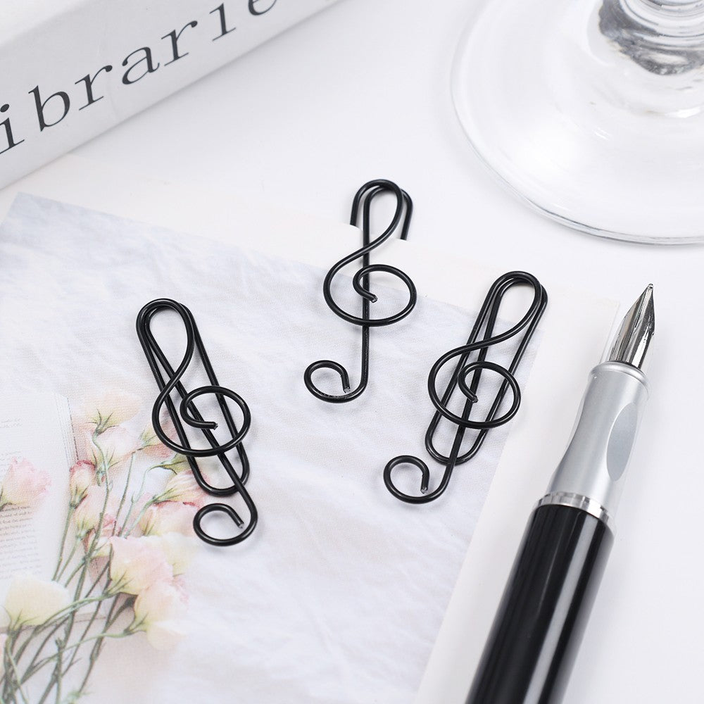Metal Creative Music Note Shaped Creative File Clamp Paper Clips Bookmark Holder Paper Decorative Clip for Office School Home