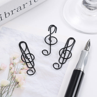 Metal Creative Music Note Shaped Creative File Clamp Paper Clips Bookmark Holder Paper Decorative Clip for Office School Home