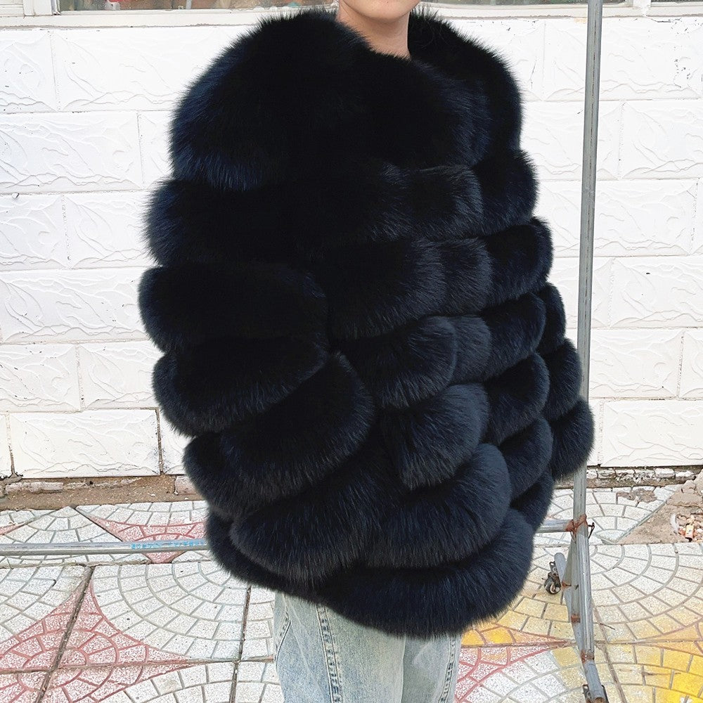 QUEENTINA Fox Fur 70cm Coat Real Winter Women'S New Fashion Furry 2025 Leather And Skin White Natural New In Coats & Jackets