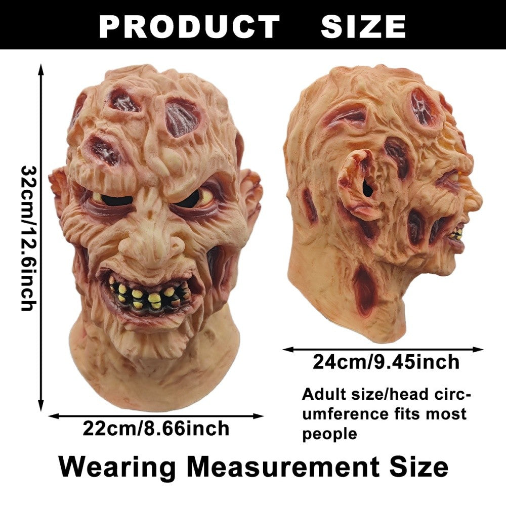 Freddy Latex Mask Horror Demon Halloween Costume Prop For Movie Cosplay Party Scary Elm Street Killer Mask Prank Head Cover