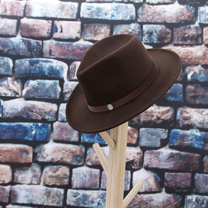 Autumn Winter Western Cowboy Hat for Men Women Wide Brim Fedora Jazz Hats Cowgirl Hat with Belt