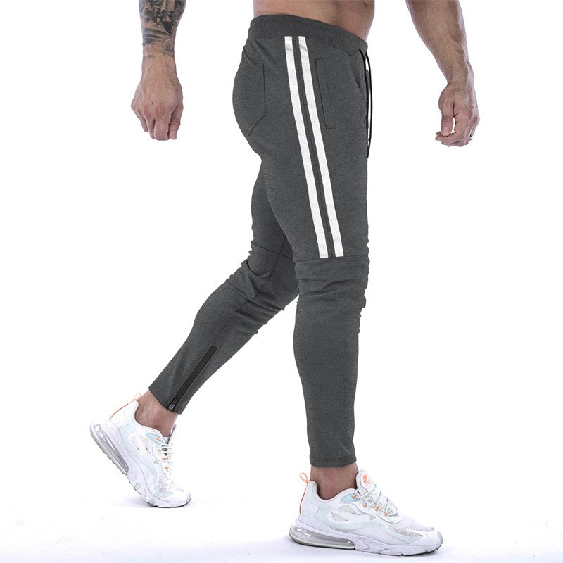 Gym Skinny Jogger Pants Men Running Sweatpants Fitness Bodybuilding Sports Pants Zip pocket Male Cotton Jogging Trousers men