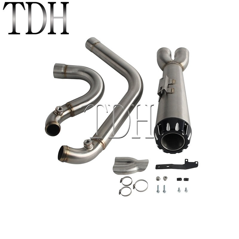 2-into-1 Exhaust Mufflers Drag Pipe Slip On Muffler System For Harley Dyna Wide Glide Super Glides Street Bob Low Rider FatBob