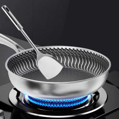 Frigideira De Aço Inoxidável 316l Frigideira Doméstica De Fundo Chato Frigideira De Bife E Ovo Não Revestida Fogão De Indução A Gás Un