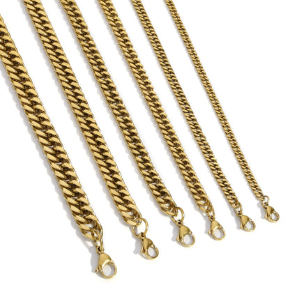 Stainless Steel Cuban Chain Necklace Gold Color Titanium Steel Men Chain Necklace Simple Jewelry Fashion Accessories Gift
