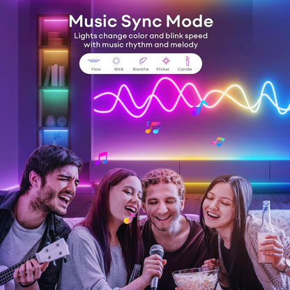 30M/20M Mexllex RGB Neon Light Strip with APP &Remote, Color Change Waterproof Music Sync Mode for Bedroom Room Outdoors Decro