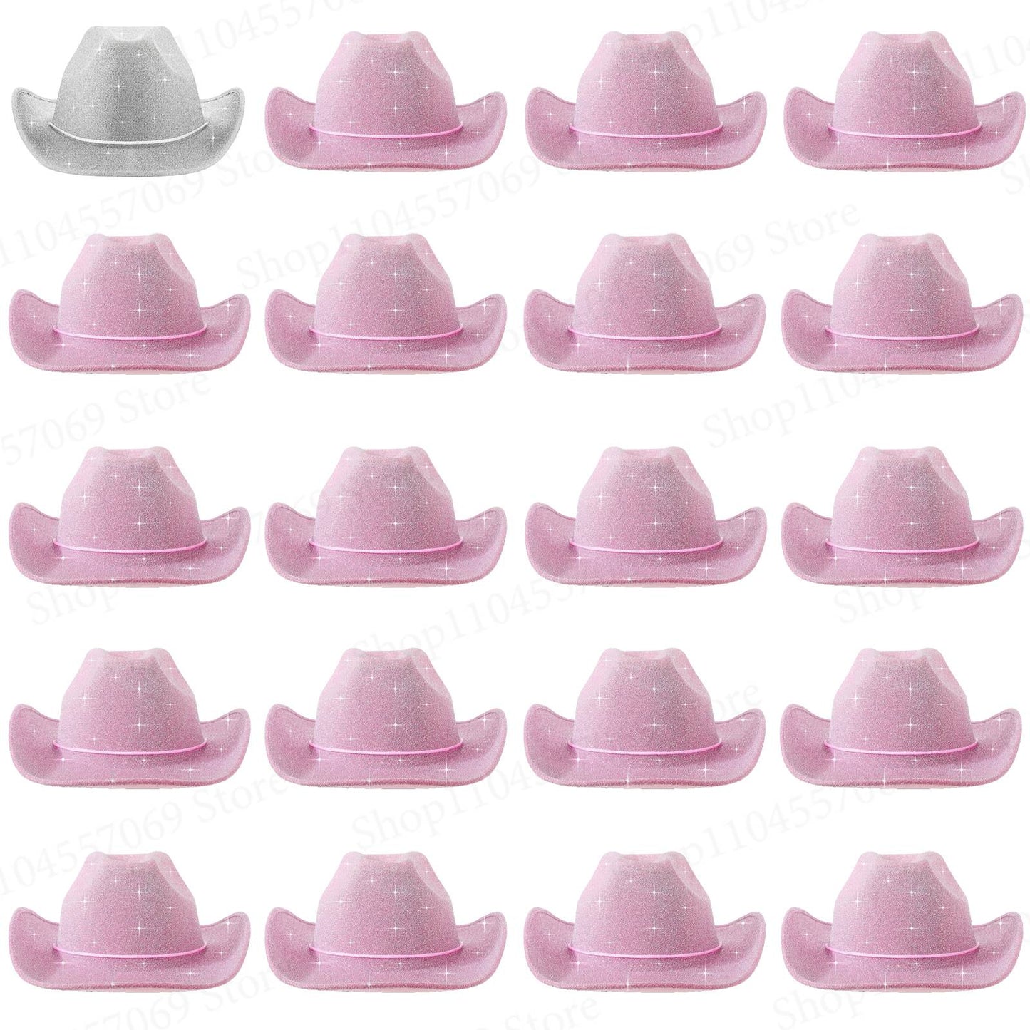 6-48Pcs Sparkly Cowboy Hat for Wedding Bachelorette Party Cowgirl Hats with Bandanas Heart Sunglasses Western Party Supplies