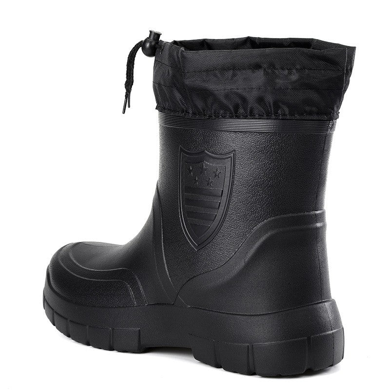 2024 Versátil Botas de Chuva Masculinas Impermeáveis para Exterior Leves Sapatos de Veludo Moda Bota Curta Conforto Casual Masculino Sapatos de Água