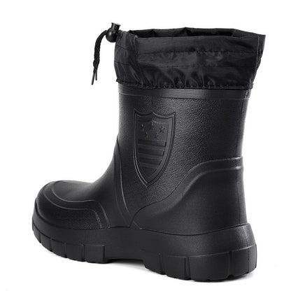 2024 Versátil Botas de Chuva Masculinas Impermeáveis para Exterior Leves Sapatos de Veludo Moda Bota Curta Conforto Casual Masculino Sapatos de Água