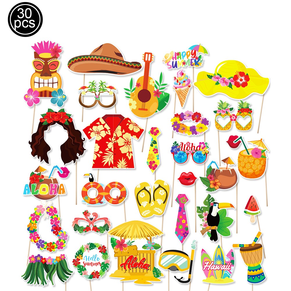 9pcs Hawaii Themed Party Wine Bottle Stickers Pink Flamingo Pineapple Stickers Summer Beach Party Supplies Decoration 4.02×5inch