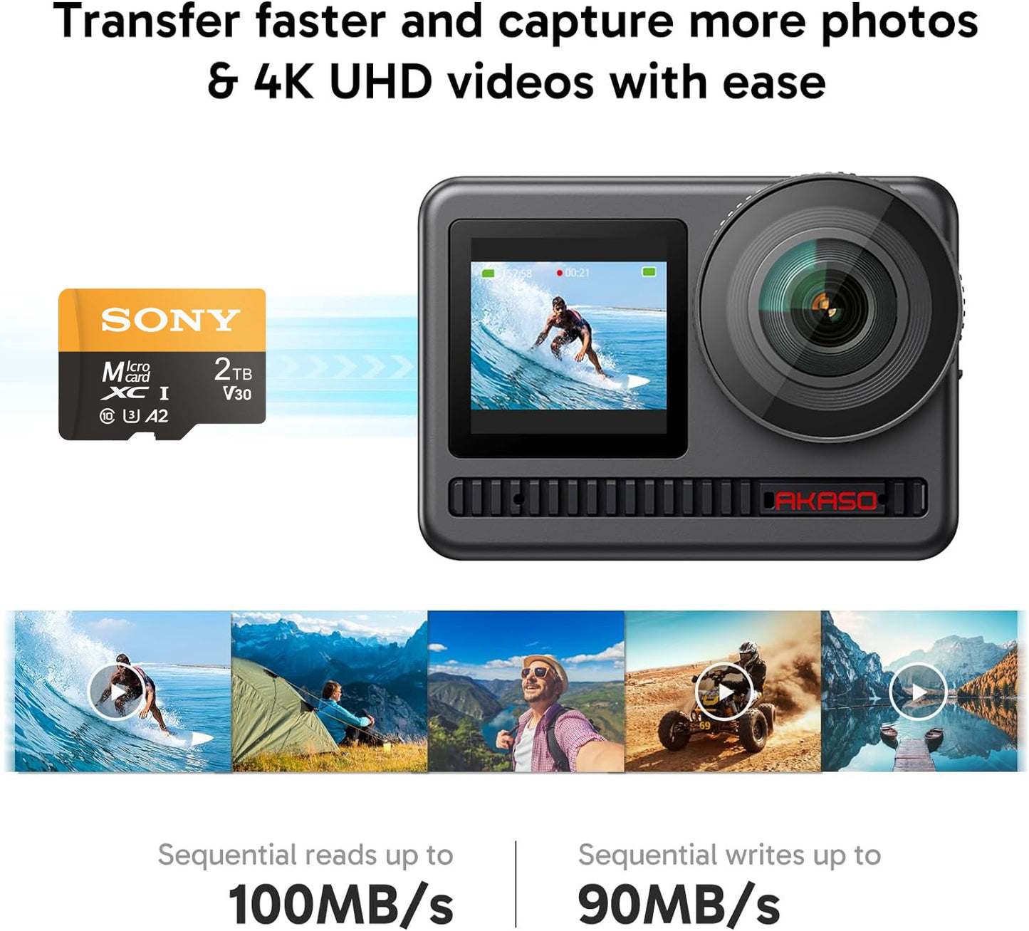 Cartão de Memória SONY TF de Alta Velocidade 2TB/1TB/512GB/256GB A2 C10 Mais Recente Tecnologia de Leitura-Gravação para Câmeras Celulares Computadores Gravadores Veiculares