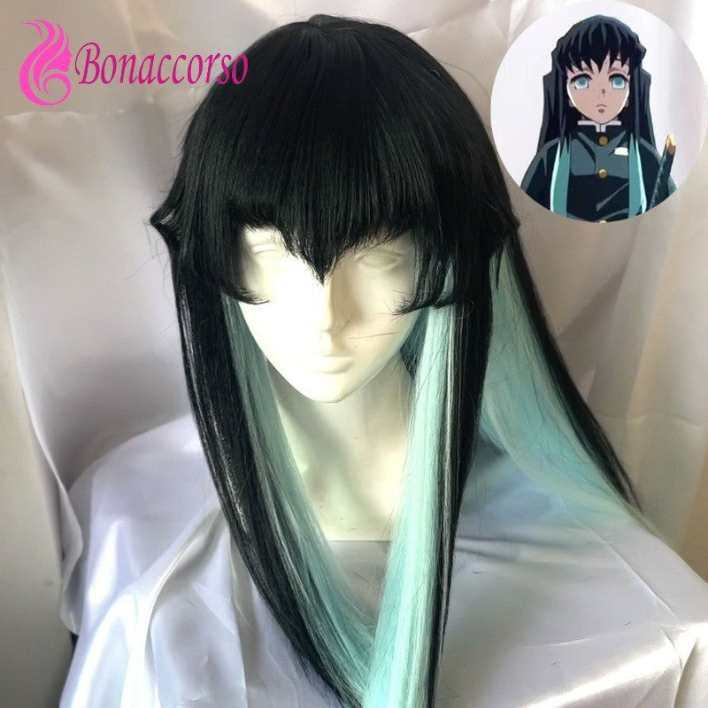Tokitou Muichirou Demon Slayer Cosplay Wig Synthetic Long Straight Wig Anime Coser Heat Resistant Fiber High Quality Wig Party