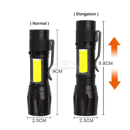 Flashlight Battery Charge Mini Led 3W Focus Adjustable Side Lamp Convenient Waterproof T6 Light Ultra Bright For Camping Hiking