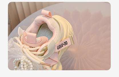 Autumn Sneakers For Kids Korean Style Trend Fashion Girl's Sneakers Soft-soled Breathable Teenager Children Sport Shoes