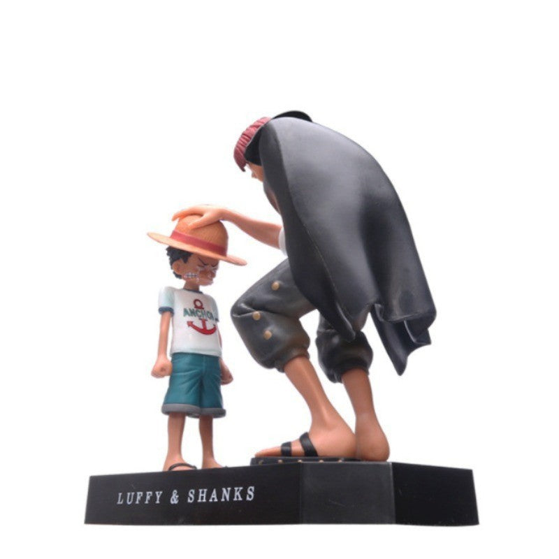 One Piece 18cm Boneco de Ação PVC Monkey D Luffy Chapéu de Palha Luffy Cabelo Vermelho Shanks Pat Head Brinquedo Anime Estátua Modelo Enfeites