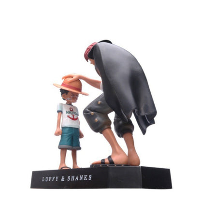 One Piece 18cm Boneco de Ação PVC Monkey D Luffy Chapéu de Palha Luffy Cabelo Vermelho Shanks Pat Head Brinquedo Anime Estátua Modelo Enfeites