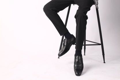 Men casual shoes Brock Oxford retro crocodile leather men formal spring and autumn 2022 new 's for