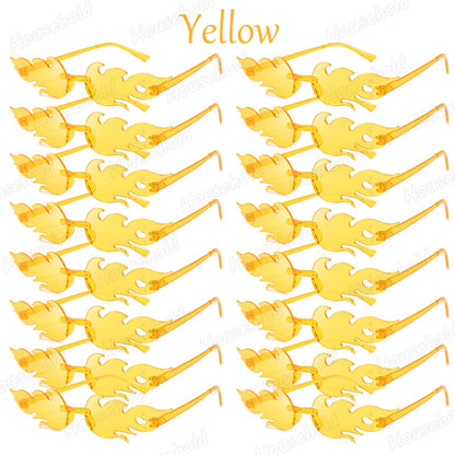12-120Pcs Fire Flame Sunglasses Rimless Fire Sunglasses Candy Color Party Sunglasses Wedding Funny Sunglasses for Guest