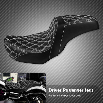 Assento Duplo de Couro para Piloto e Passageiro Dianteiro Traseiro de Motocicleta para Harley Dyna 2006-2017 Fat Bob Low Rider FLD