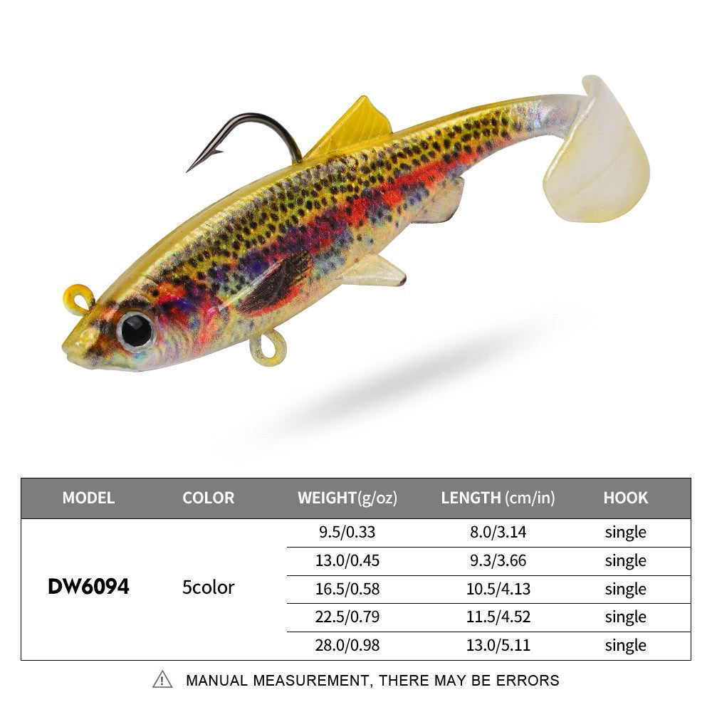 New PVC T-Tail Jig Soft Bait 9.5-28g Shad Swimbait Artificial Lure for Zander Pique Low Fishing