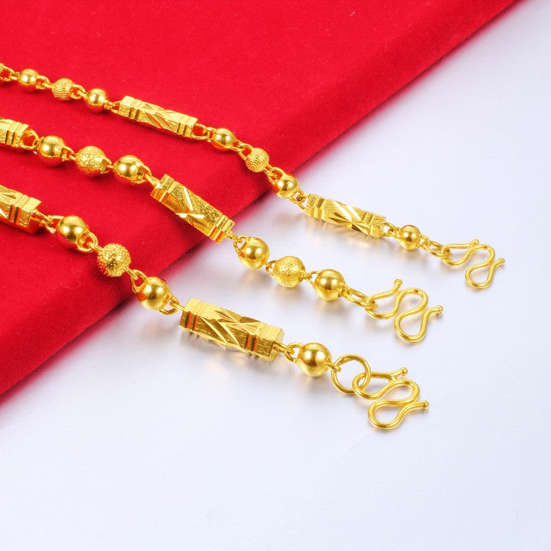 Men's Electroplated 18K Gold Necklace Hexagonal Buddha Bamboo Chain Exquisite Jewelry Clavicle Necklace Birthday Gift