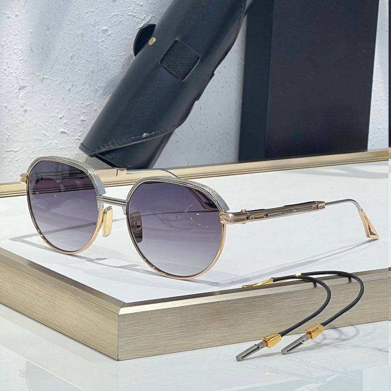 Óculos de Sol INS Gold Green de Luxo Masculino, Design de Marca, Oval, Liga, Alta Qualidade, Feminino, Pernas Duplas Especiais, Lentes Intercambiáveis, Proteção UV400
